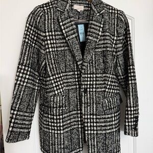 LOFT Black and White Checkered Blazer